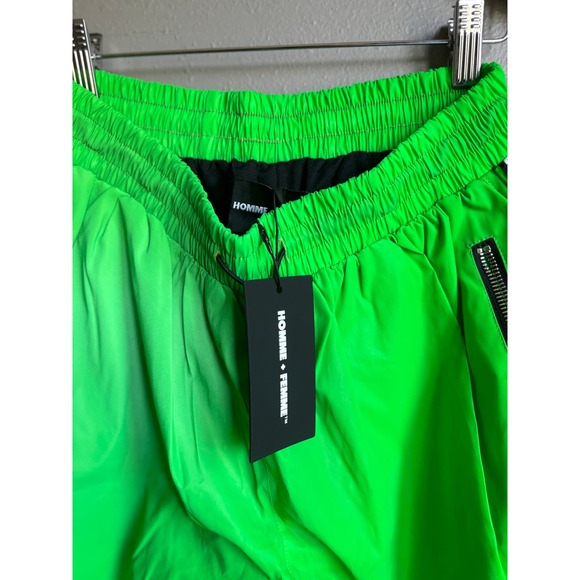 Homme + Femme Mens Future Reflective Green Shorts Size Small - Picture 4 of 4